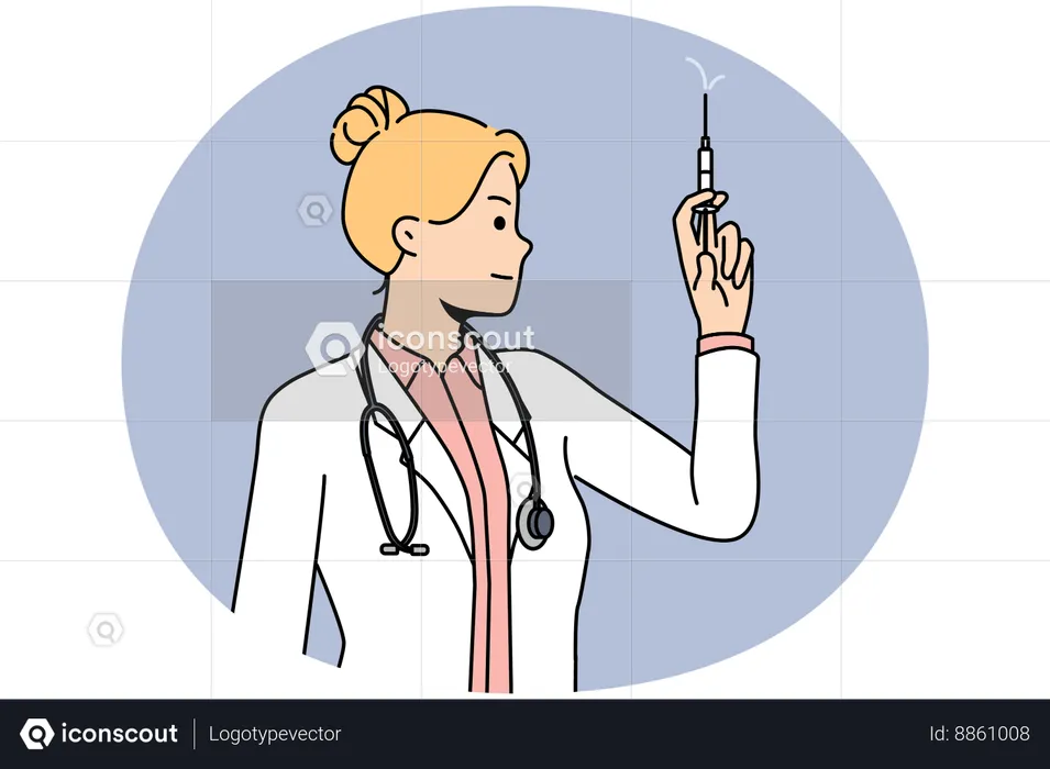Female nurse with syringe in hand  Illustration