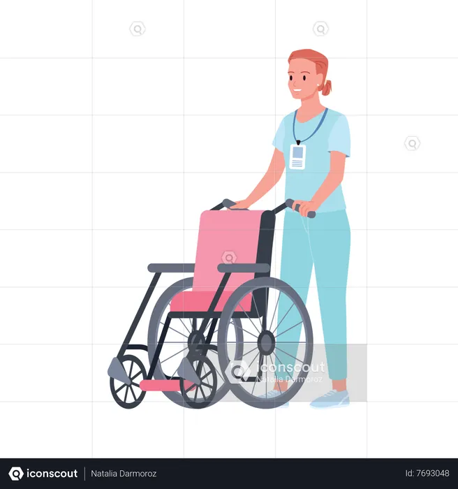 Female Nurse with wheelchair  Illustration