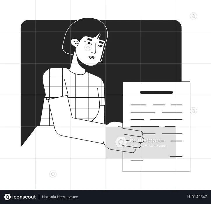 Female office worker giving document  Illustration