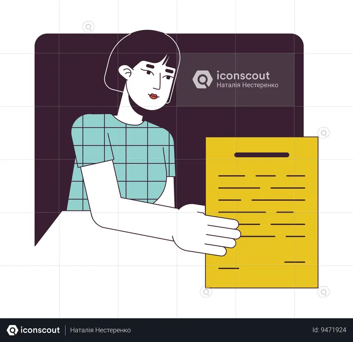 Female office worker giving document  Illustration
