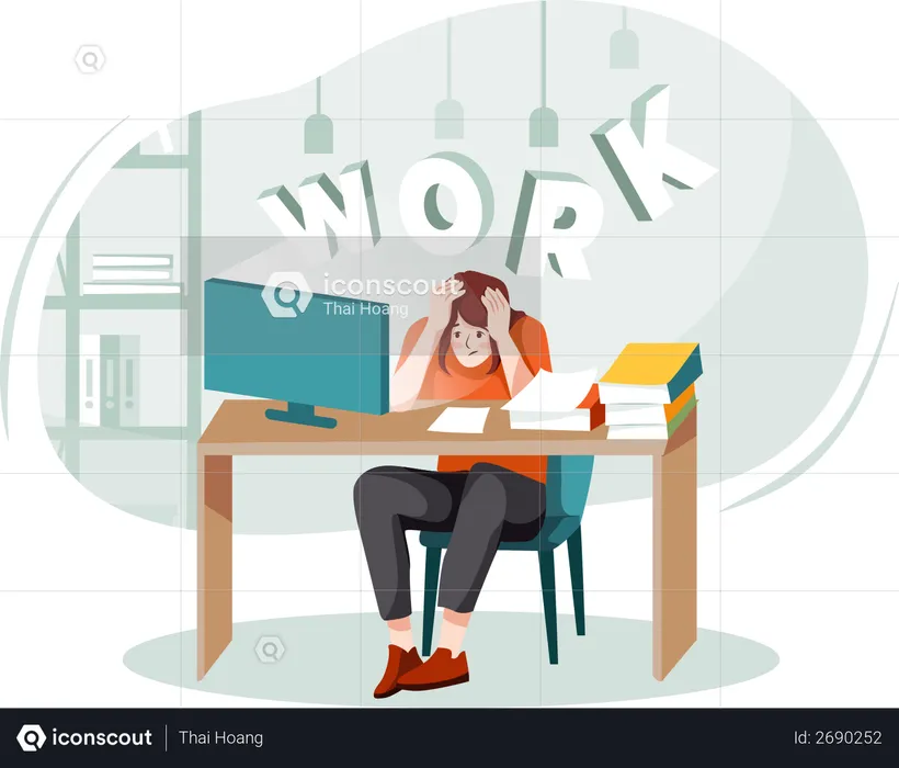 Female office workers pressure because of work  Illustration