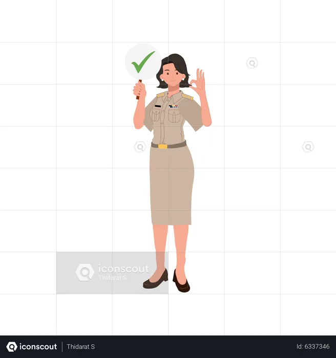 Female officer giving approval  Illustration