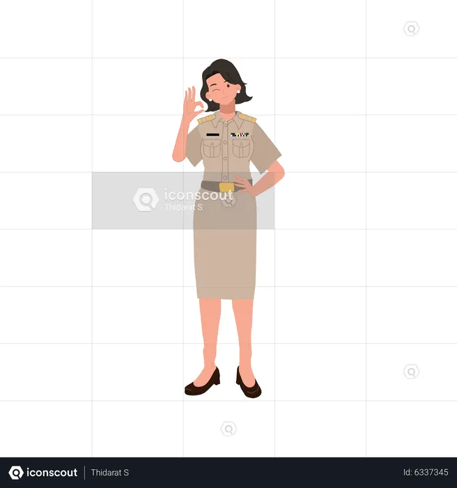 Female officer giving nice gesture  Illustration