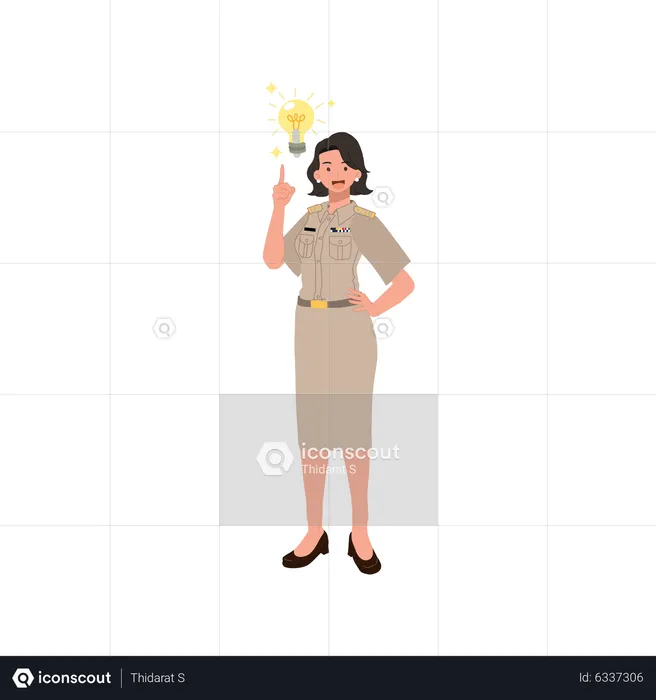 Female officer got new idea  Illustration