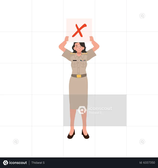 Female officer holding cross  Illustration