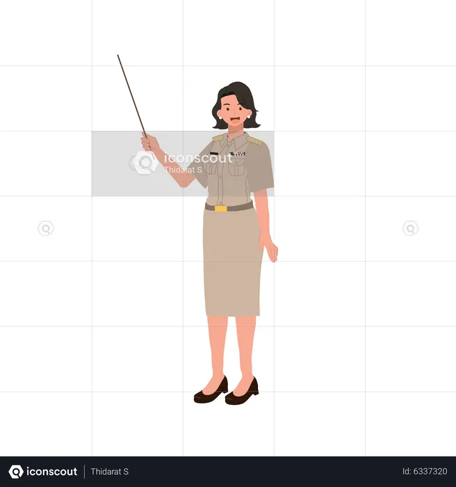 Female officer presenting  Illustration