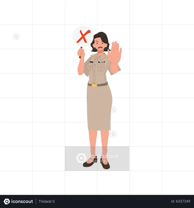 Female officer stopping  Illustration