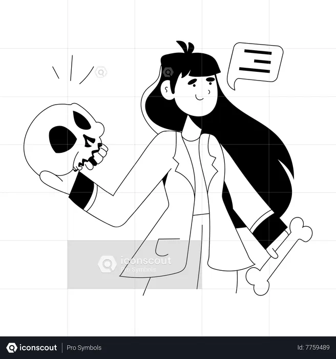 Female Orthopedist holding skull  Illustration