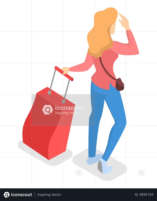 Female passenger with luggage  Illustration