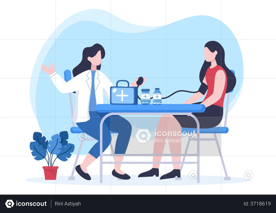 Female Patient visiting doctor for checkup  Illustration