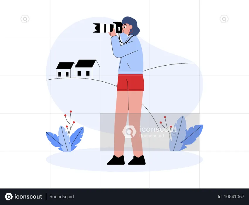 Female Photographer holding camera  Illustration