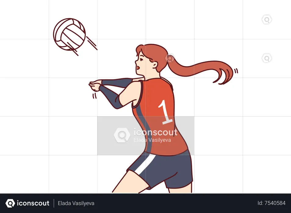 Female player playing volley ball  Illustration
