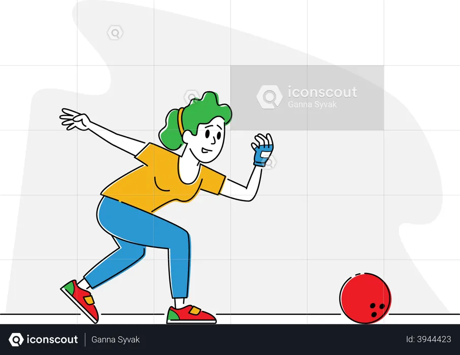 Female Playing Bowling  Illustration