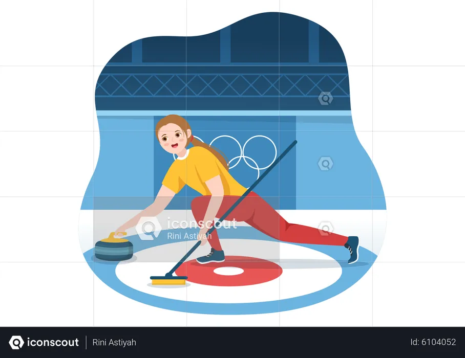 Female playing Curling  Illustration