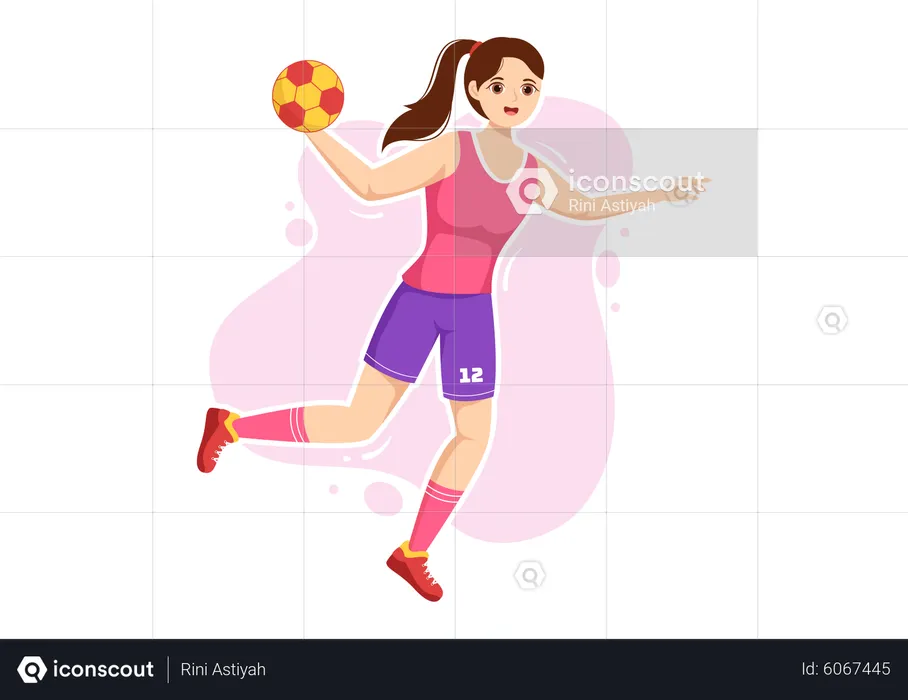 Female Playing Handball  Illustration