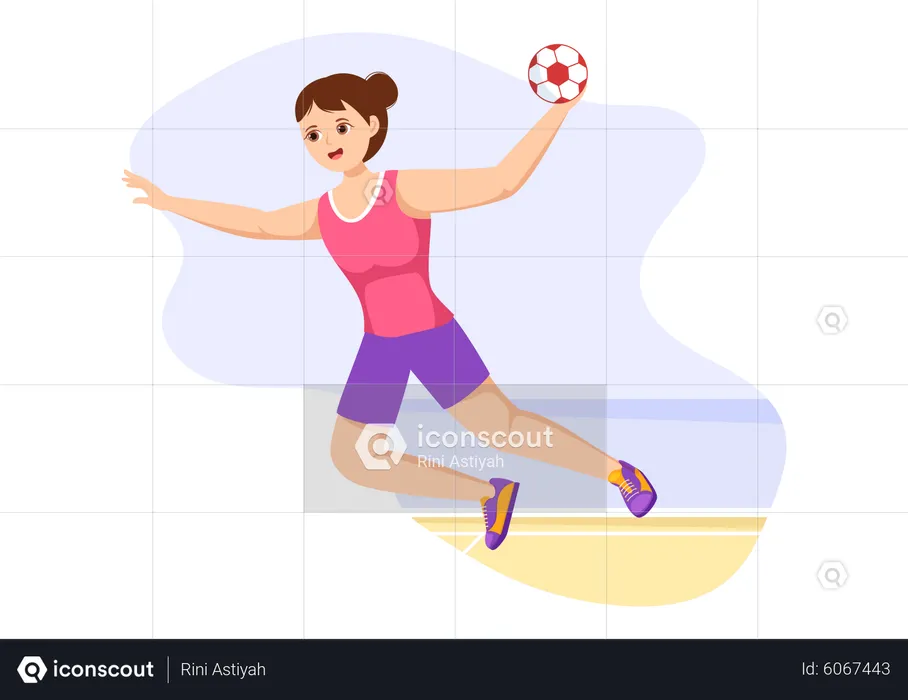 Female Playing Handball  Illustration