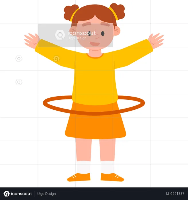 Female Playing Hula Hoop  Illustration