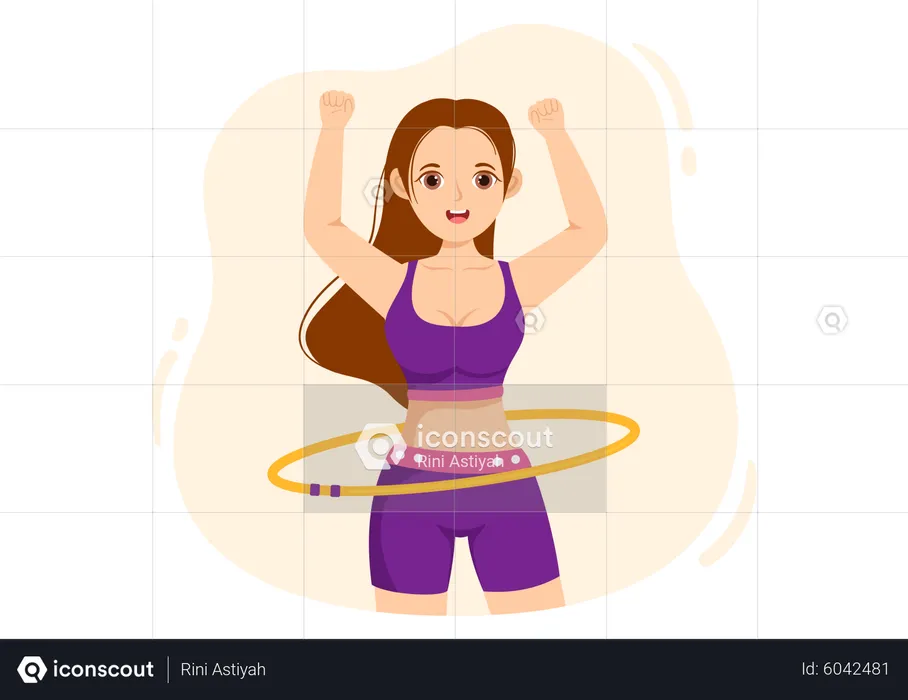 Female Playing Hula Hoop  Illustration