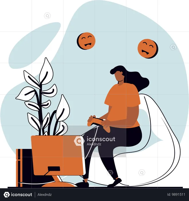 Female playing video game  Illustration