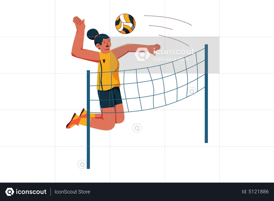 Female playing Volleyball  Illustration