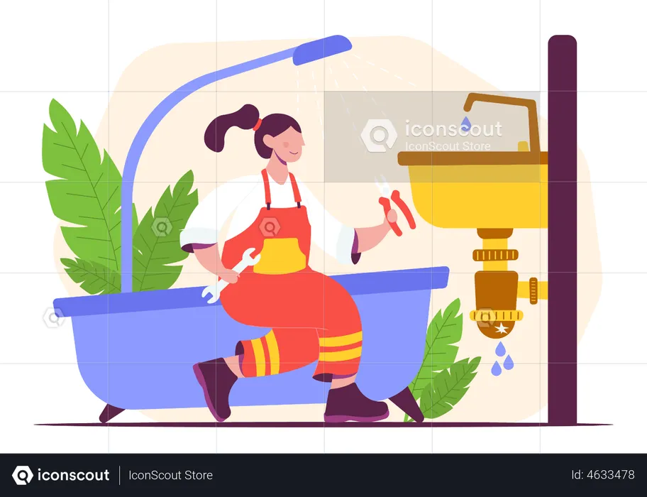 Female plumber  Illustration