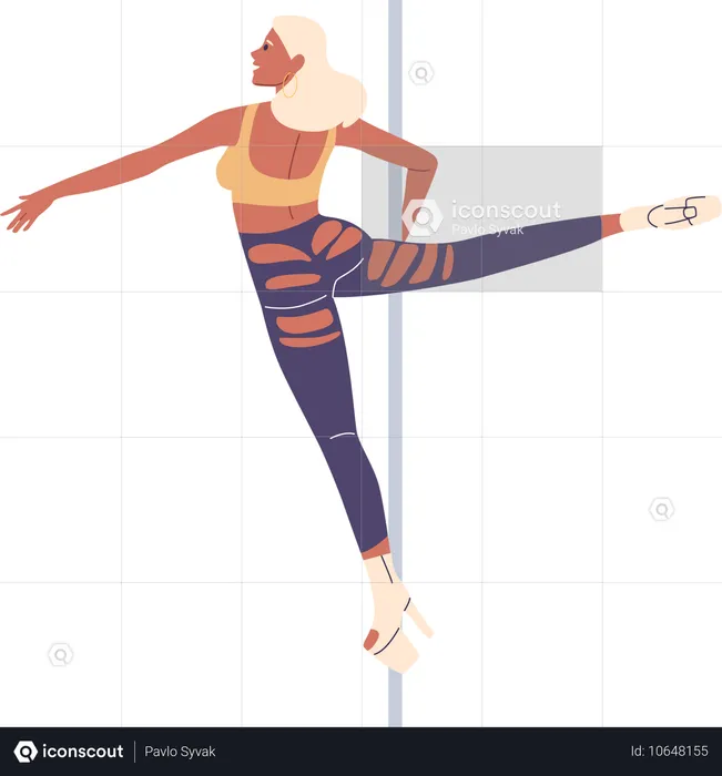 Female Pole Dancer Executing An Acrobatic Pose With Grace And Strength  Illustration