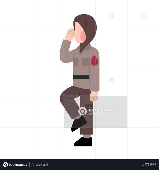 敬礼をする女性警察官  イラスト