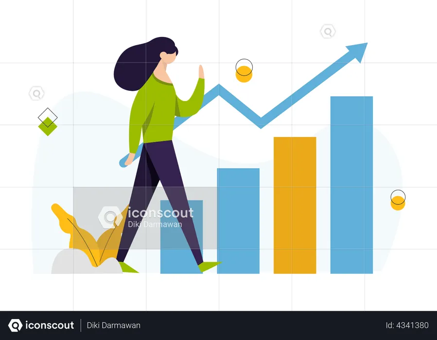 Female Presenting Growth Graph  Illustration