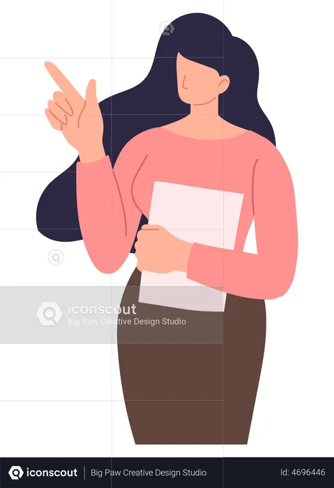Female presenting something and holding report  Illustration