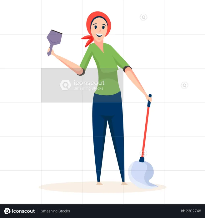 Female professional painter holding paint brush  Illustration