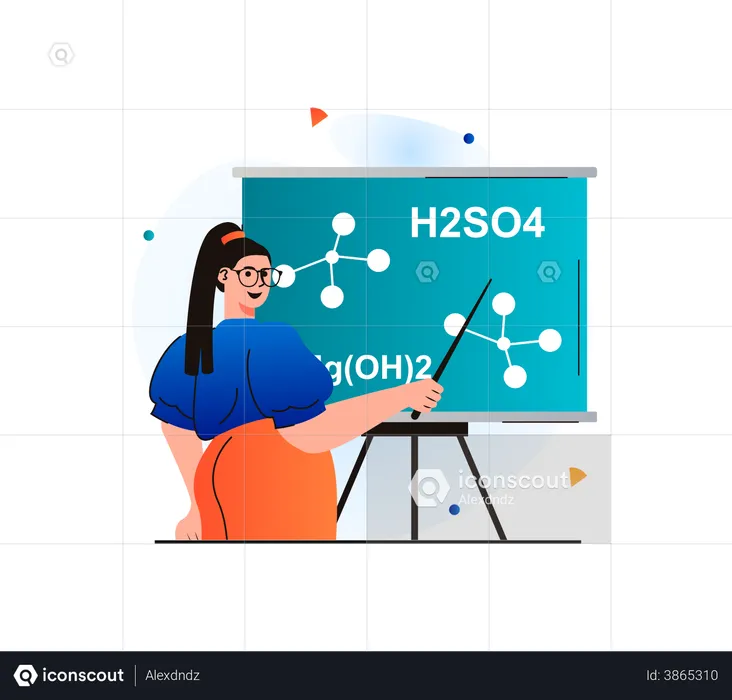 Female professor teaching chemistry  Illustration