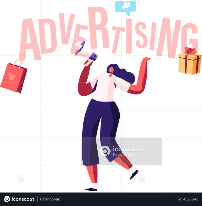 Female Promoter doing sale Advertising  Illustration