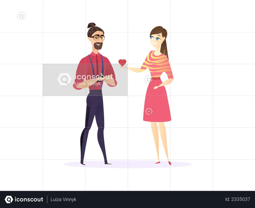 Female proposing male employee  Illustration