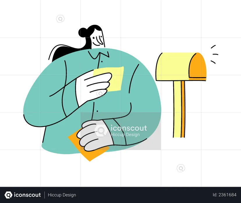 Female reading letter  Illustration