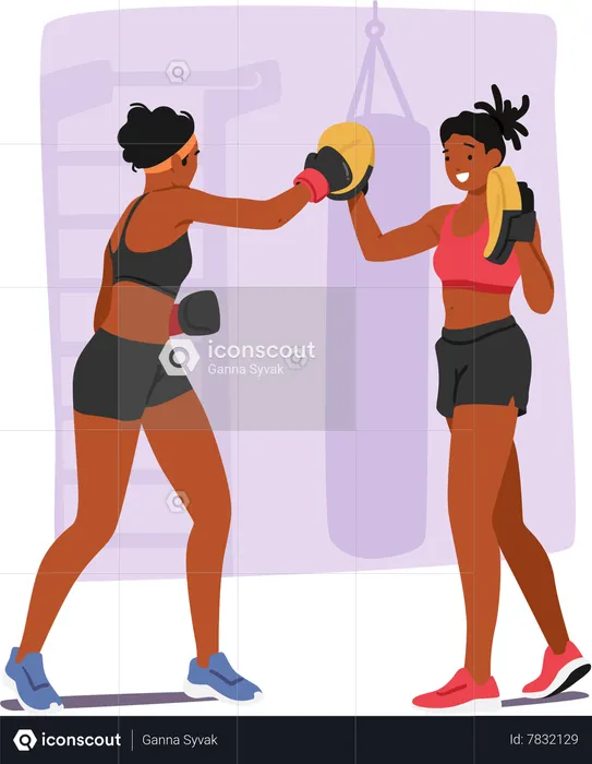 Female Receiving Personalized Guidance And Support From Personal Coach During Boxing Training  Illustration