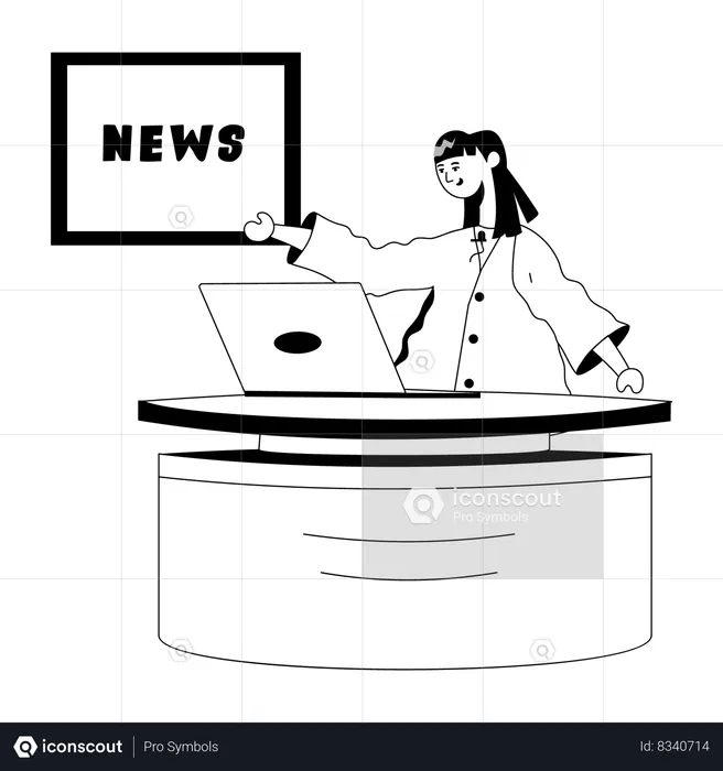 Female reporter giving live news  Illustration
