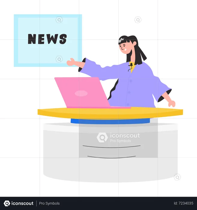 Female reporter giving live news  Illustration