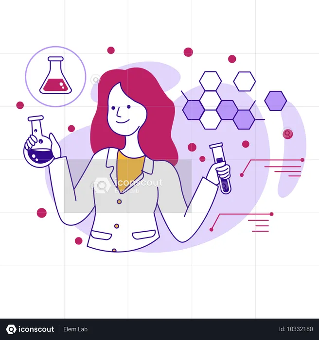 Female Scientist Doing Bio Experiment  Illustration