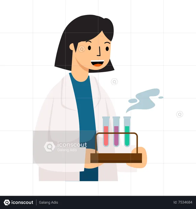 Female Scientist doing chemical experiment  Illustration