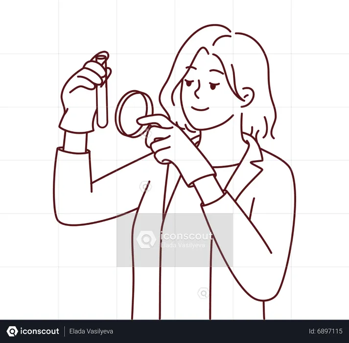 Female scientist doing experiment  Illustration