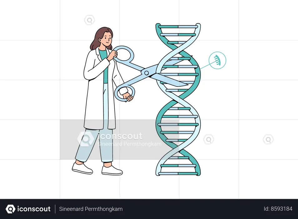Female scientist doing genome editing  Illustration