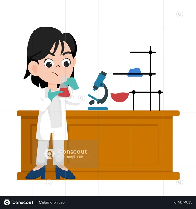 Female Scientist doing research  Illustration