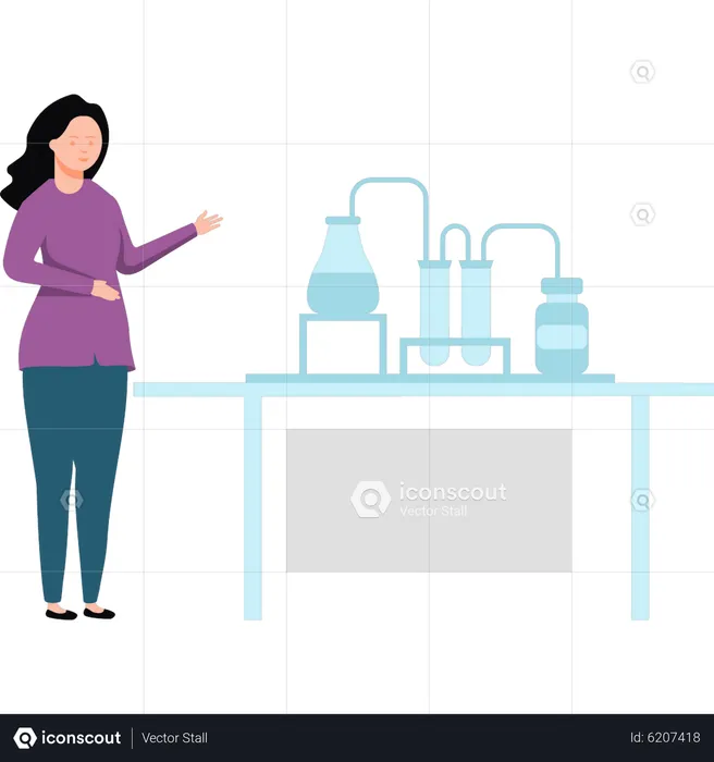 Female scientist doing research in lab  Illustration