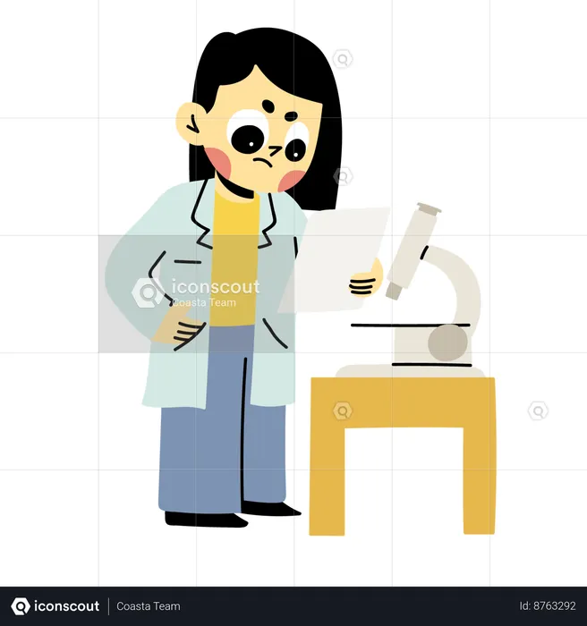 Female Scientist doing science experiment  Illustration