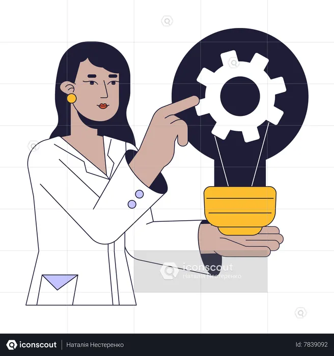 Female scientist getting idea  Illustration