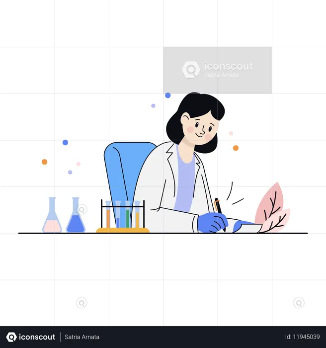 Female Scientist in Lab  Illustration