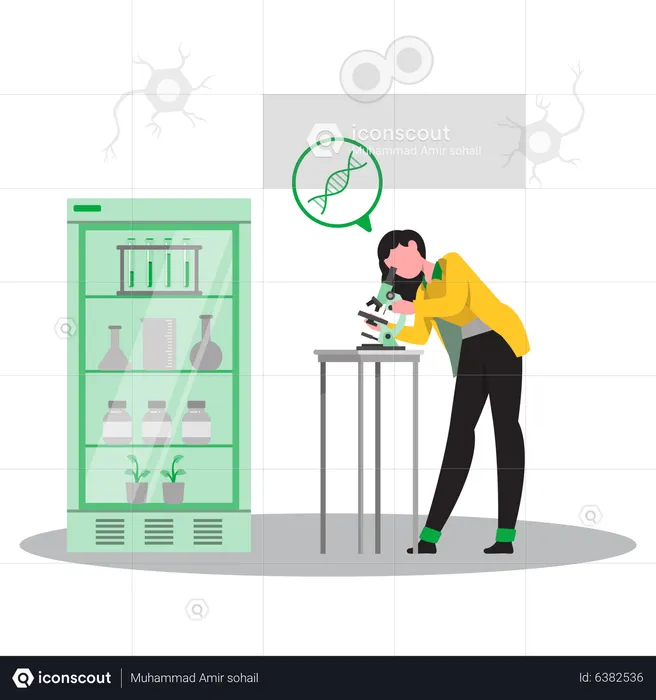 Female scientist in lab  Illustration