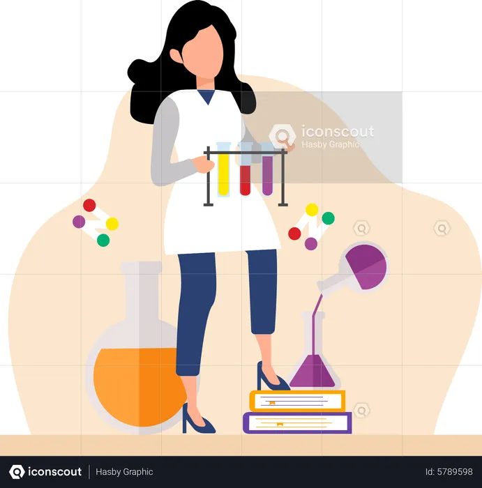 Female Scientist Scientist doing chemical research in lab  Illustration