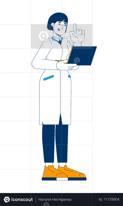 Female scientist standing in lab coat  Illustration