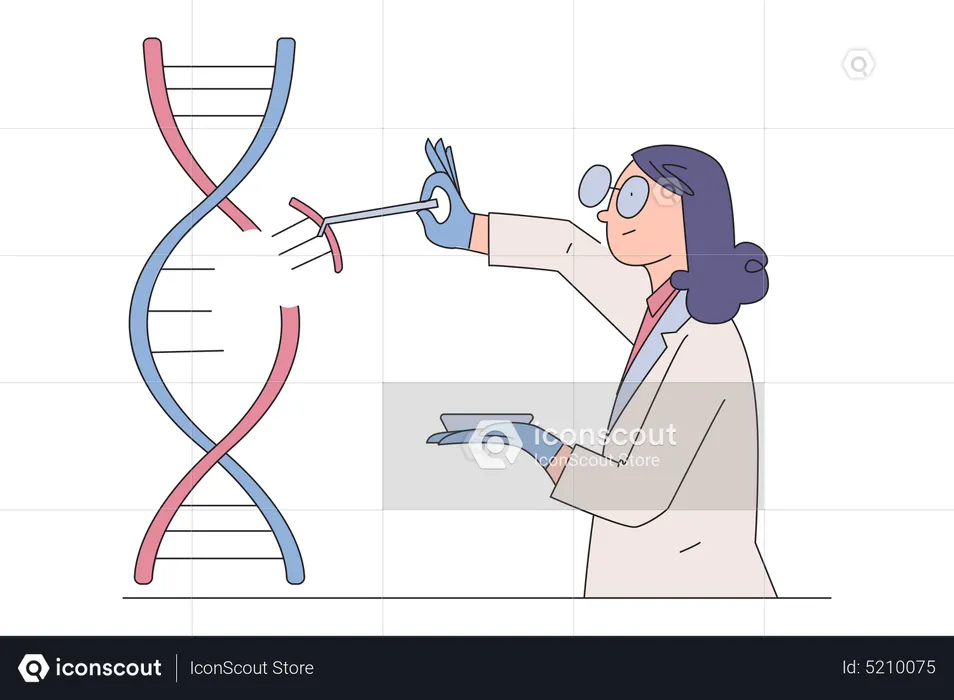 Female scientist taking sample of DNA  Illustration